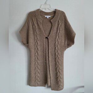 AUGUST SILK | short-sleeve cardigan beige Single Button Sz M